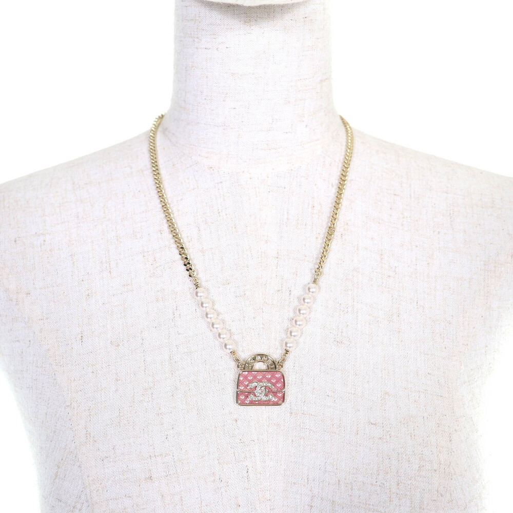 CHANEL Pink Pearl Logo Necklace - Picture 3 of 9